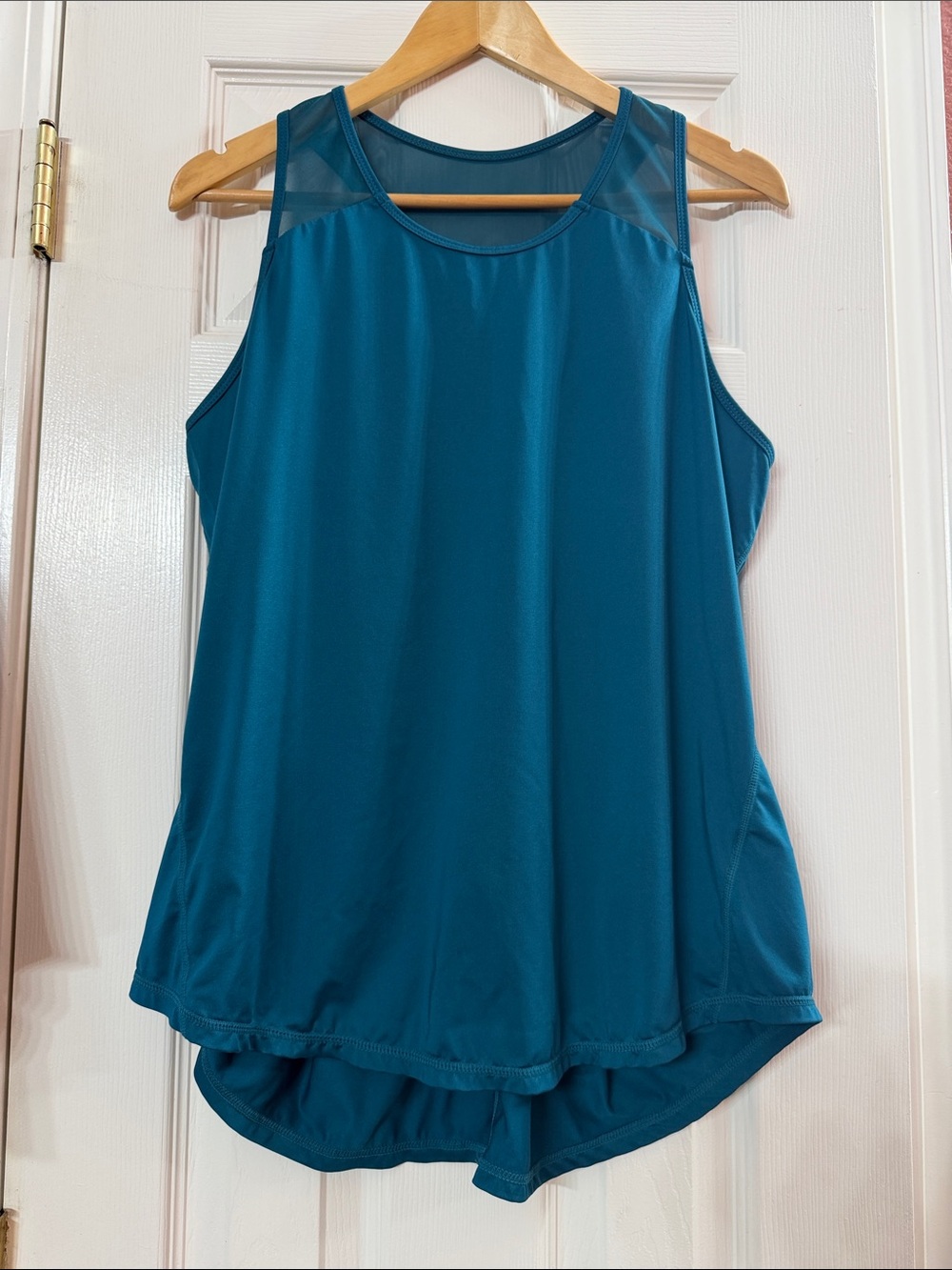 Teal Mesh Yoke Athletic Tank